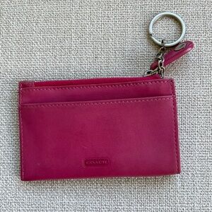Coach Leather Pink Card Holder and Key Chain